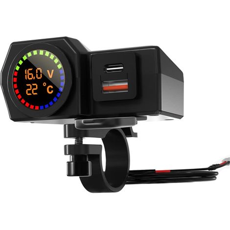 VoltmèTre De Moto Jauge De TempéRature,Prise éTanche De Moto 5v 3.4a Chargeur USB De Moto Chargeur De TéLéPhone Portable pour TéLéPhone Portable Tablette GPS RéFrigéRateur De Voiture (1/5)