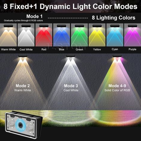 Un ensemble de 4 lampes solaires RGB avec 9 modes, adaptées aux clôtures et aux murs de jardin (1/5)