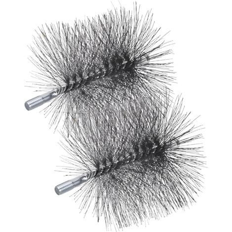 Lot de 2 brosses rondes pouces pour conduit cheminée poêle à bois en (1/5)