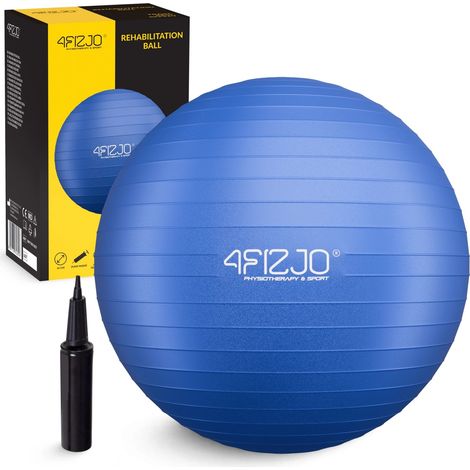 Palla da ginnastica gonfiabile 4FIZJO per esercizi, 65 cm, blu