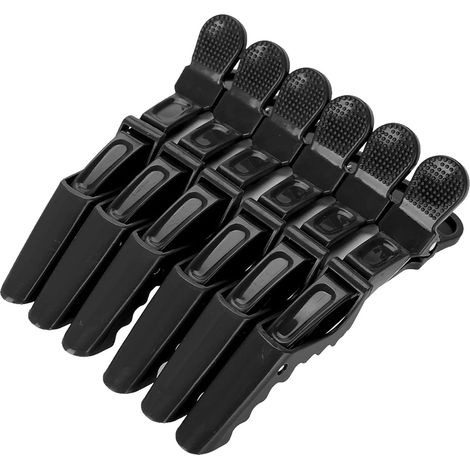 Pince A Cheveux Crocodile - Resorte Alta Elasticidad - Doble Articulacion - Almohadillas Antideslizantes De Caucho - Para Peluqueria O Uso Domestico - Pack De 6 (1/5)