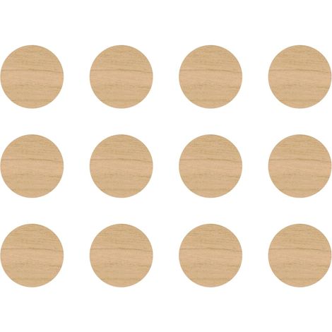 12x Cache vis adhésif autocollant diamètre 40mm protection bouchon trou obturateur meuble table chaise maison, Bouleau
