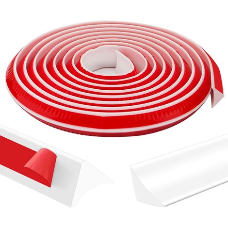 Moulure Adhesive, Triangle TPE Profil Finition Plan de Travail Baguette, Moulure Autocollante Flexible pour les Coins de Cuisine et de Salle de Bain (Blanc, 3 m) (1/5)