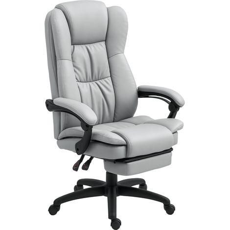 Fauteuil de bureau massant, chaise de bureau avec hauteur réglable, dossier inclinable et télécommande filaire, gris (1/5)