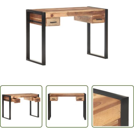 Akazienholz Schreibtisch - Schreibtisch 110x50x76 cm Massivholz (1/5)
