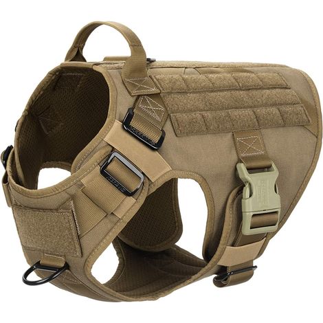 Lightweight Tactical Dog Harness with Handle, Dog Training Molle Vest, Anti-Pull Front Leash Clip, Hook and Loop Panel for Dog ID Badge (XL) (1/5)