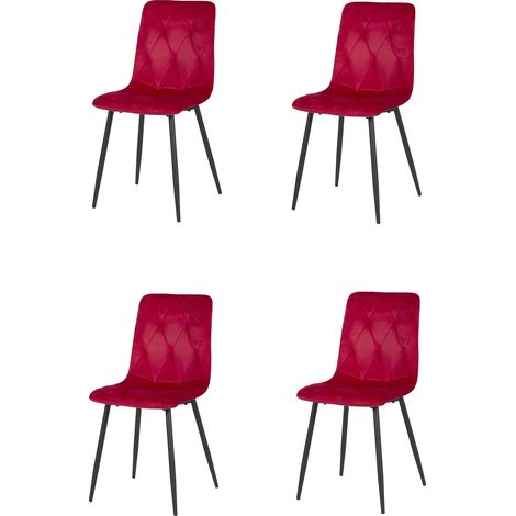 Chaise de salle à manger moderne en velours Steel (lot de 4) (1/5)