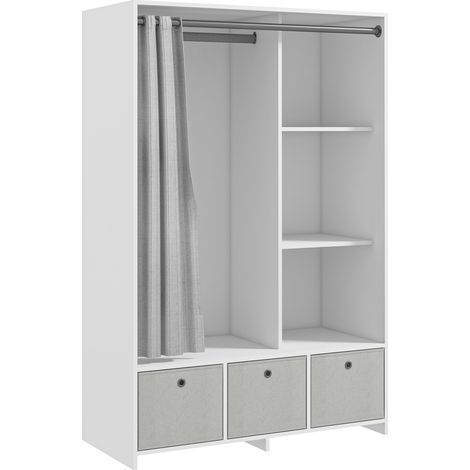 Vestiaire d’entrée penderie ANTOINE blanc et gris clair