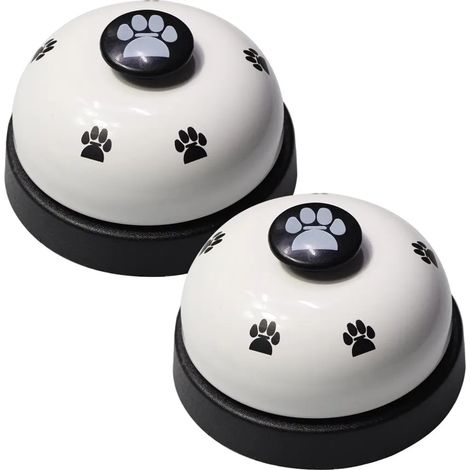Zwei Haustier-Trainingsglocken, eine Hunde-Türklingel und eine Hunde-Toiletten-Trainingsglocke sowie ein Katzen-Toiletten-Trainingsgerät mit einem großen Knopf (weiß).