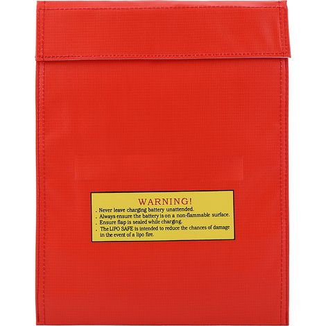 Sac de sécurité ignifuge Li-Po, pochette portable deux tailles pour batterie rechargeable, sac de charge rouge L (1/5)