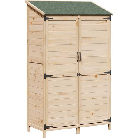 Garden Shed Natural 106.5 x 56 x 176 cm Solid Fir Wood vidaXL