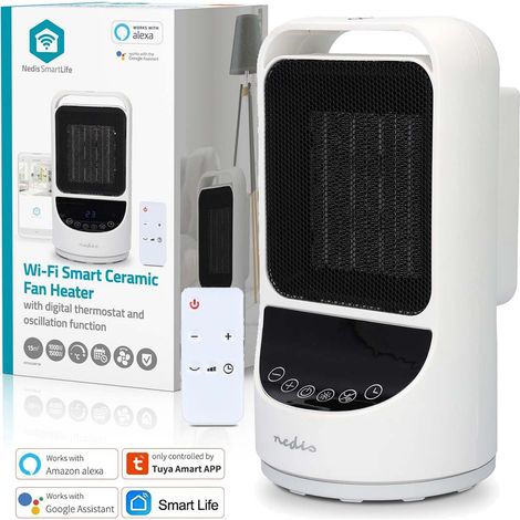 Nedis Stufa Termoventilatore Ceramica SmartLife Wi-Fi 1500W Oscillante Bianco