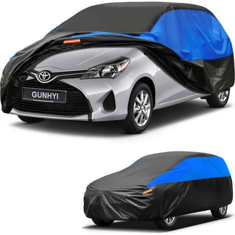 Housse de Voiture Imperméable et Respirante, Bâche pour Toyota Yaris, Housse de Voiture Noire et Bleue, Bâche de Garage Complète pour Protéger de la Pluie.,Convient pour Toyota Yaris (1/5)