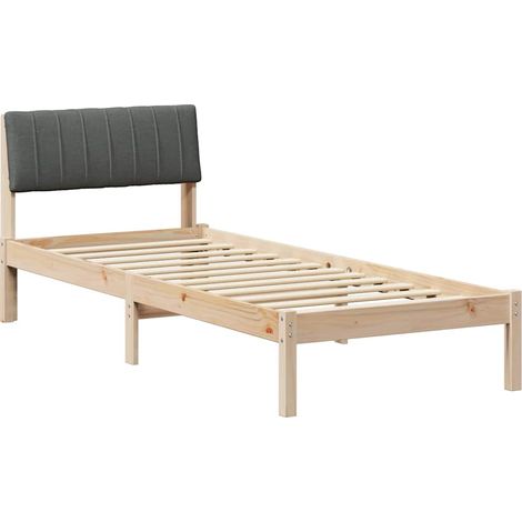 Bed frame Brown and dark grey 75 x 190 cm Solid pine wood vidaXL