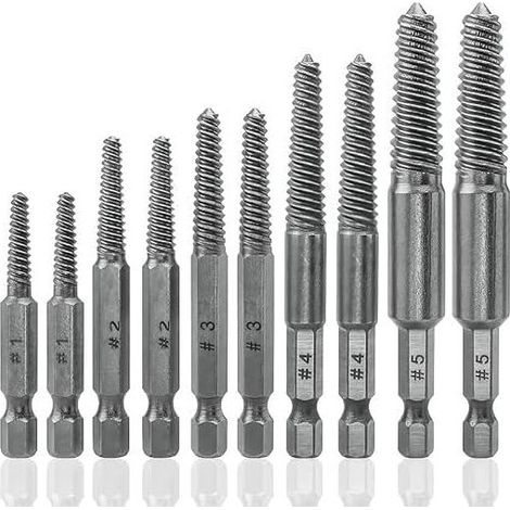 Set mit 10 einfach zu bedienenden Schraubenausdrehern zum Entfernen abgebrochener Schrauben und Bolzen. (1/4)