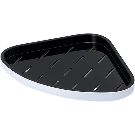 Support d'angle triangulaire pour salle de bain, étagère murale en plastique ventilée étanche pour shampoing noir (1/5)