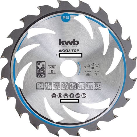 KWB 583354 HOJA DE SIERRA CIRCULAR DE AHORRO DE ENERGÍA EASY CUT, DIÁMETRO DE 150 X 16 MM CORTE FINO CON DENTADO ALTERNO ESPECIA (1/2)
