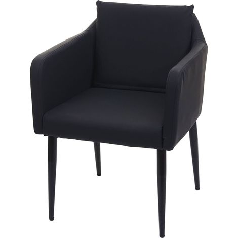 Poltrona lounge chair sala da pranzo scrivania visitatore in sintetico nero gambe in metallo nero 040002288