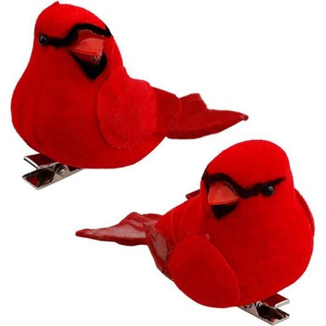 Oiseau artificiel Robin des Bois, Clip Cardinal rouge pour oiseau, Décoration sapin de Noël, Sets d'artisanat d'oiseaux (1/5)