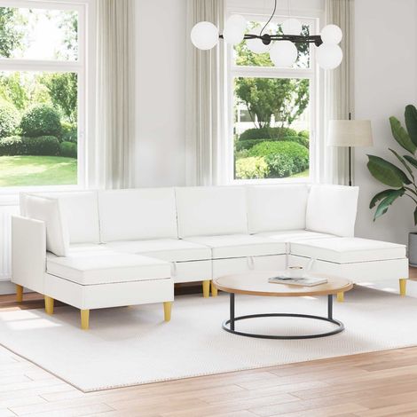 vidaXL Modular Sofa Set mit Stauraum 6 pcs Weiß Stoff (1/5)