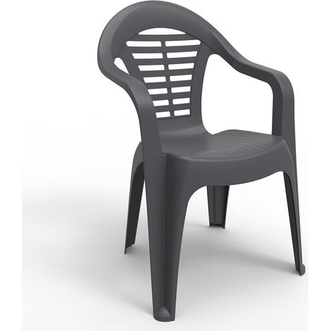 Silla apilable menorca, color antracita, 54 x 58 x 86 cm