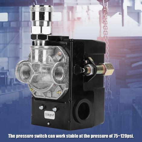 Pressostat automatique 4 trous avec valve de contrôle G1/4" 75120 psi 220V pour compresseur d'air (1/5)
