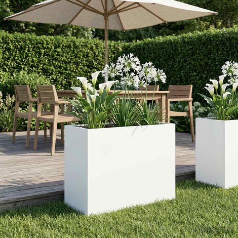vidaXL Macetero de Jardín Blanco 60 x 30 x 50 cm (1/5)