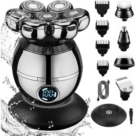 1 Rasoir Électrique 7 Têtes, Multifonction 5 En 1, Imperméable IPX6, Rechargeable USB, Pour Homme (1/4)