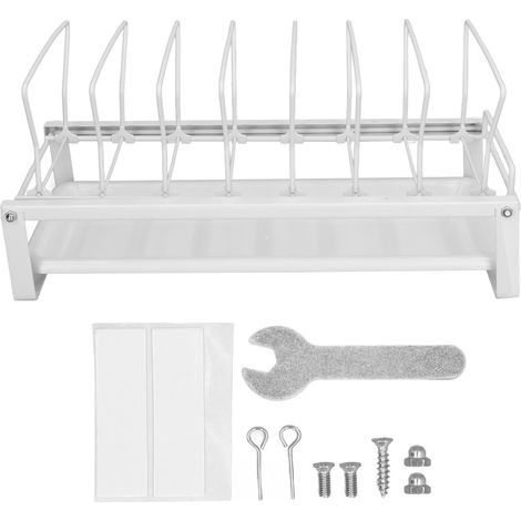 Étagère de Rangement pour Vaisselle avec Bac d'Égouttage - Organisateur de Cuisine Blanc pour Plats et Assiettes