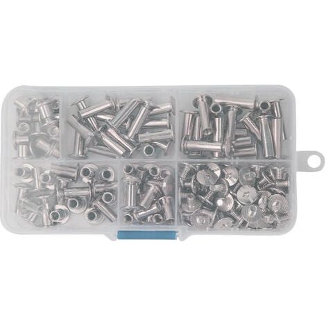 80 Pieces in 5 Sizes: Metal Connecting Screws, Chicago Screws, Stainless Steel Screw Rivets for DIY Projects and Leather Craft Decorations
