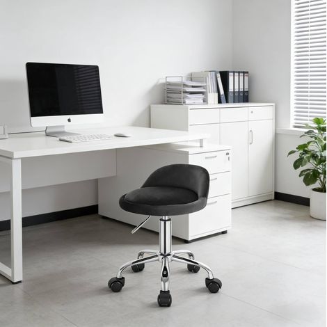 Silla de oficina giratoria ajustable terciopelo OKMYHOME (1/4)