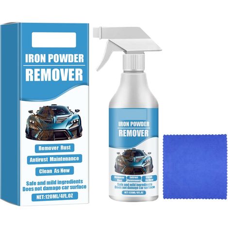 Iron Powder Remover, Enlève la Rouille en Spray, Convertisseur de Rouille, Rust Remover Spray, Stop-Rouille Spray Anti-Rouille, Antirouille Voiture,120ml
