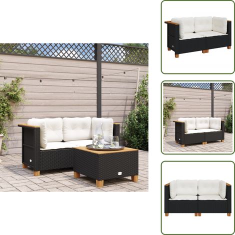 Canapés d'angle de jardin et coussins 2 pcs noir résine tressée - Canape De Jardin - Salon De Jardin - Ameublement Extérieur - Mobilier De Jardin - Résine Tressée (1/5)