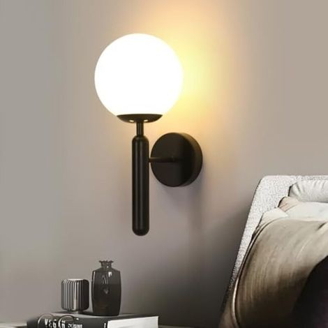 Elegant indoor wall light, modern minimalist design, E27 socket with glass shade, wall lighting for bedroom, living room, hallway, cafe, stairwell