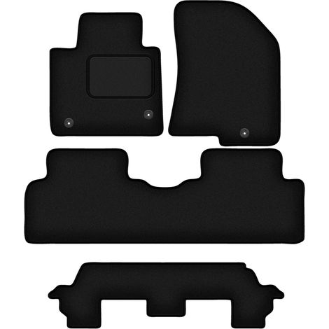 Tapis de sol en velours noir pour : Kia Carens IV monospace 7 places (2013-2018) (1/5)