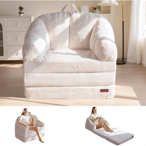Canapé Lit Pliant avec Dossier, Lit Pliable sans Structure avec Poignée, 2 en 1 Convertible Pouf en Canapé de Sol, Canapé Pliant Confortable pour Chambre et Salon (1/5)