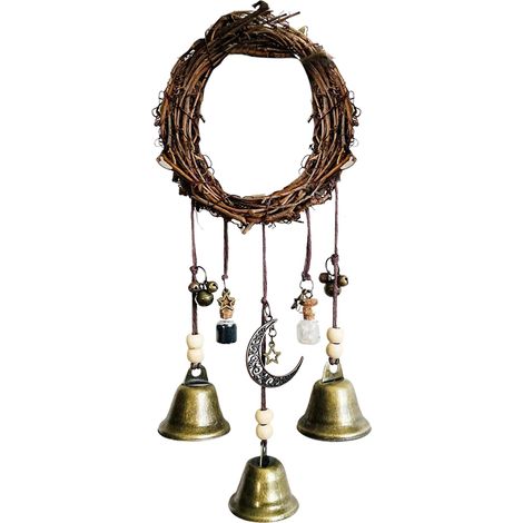 Cloche porte-bonheur suspendue pour décoration murale, carillon à vent talisman sorcellerie, pendentif porte porte-bénédiction. (1/5)