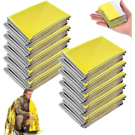 Couverture de Survie, 210 x 130 cm Couverture Thermique, Or/Argent de Secours, Usage extérieur, Camping, randonnée (1/5)