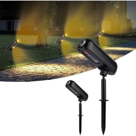 projecteurs solaires de jardin, lampes solaires LED 3000K pour une utilisation extérieure, indice de protection IP65, 2 modes d'éclairage (du crépuscule à l'aube) pour cour, jardin, arbres, maison, ga (1/5)
