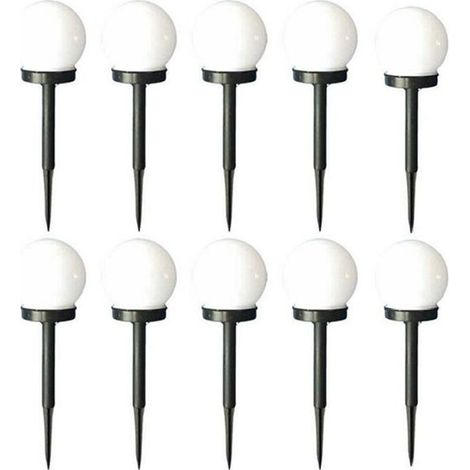 Ampoule solaire enfichable à la terre, boule solaire enfichable au sol, ampoule à pelouse (forme de boule 10 pièces) (1/5)