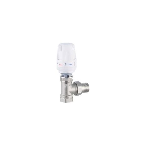 1/2 "(15×21) Robinet Thermostatique + Robinet de Retour Kit Complet, Raccord Étanche, Régulateur de Radiateur, Coude en Équerre, Blanc, Sonde Liquide, Protection Anti-Gel