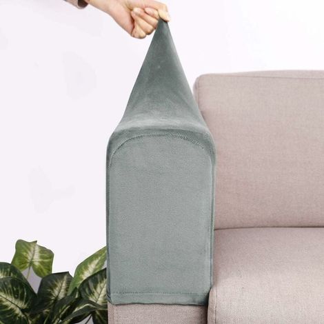 2 Pcs Canapé Canapé Accoudoir Couvre Canapé Extensible Housse de Canapé Meubles Protecteur Fauteuil Accoudoir Housse de Protection Manchon(Gris)-LIAIKI (1/5)