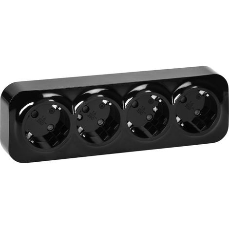 Orno Schuko ToDo 2P+T toma múltiple cuádruple negra IP20
