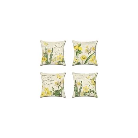 Extérieur Housse De Coussin, Lot De 4 Imperméable Jonquille Motif Canapé Taie D'oreiller Pour Patio Jardin Salon Chambre Décoration, 45x45cm (1/5)