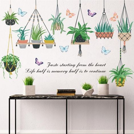 Stickers muraux décoratifs pour plantes en pot, papier peint (1/5)