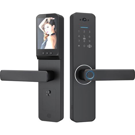 Eosnow Smart Lock with 120° Wide Angle Camera and Aluminum Doorbell, Keyless Biometric Handle for Home, 35-60mm (1/5)