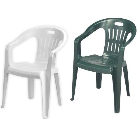 Sedia da esterno in plastica verde con braccioli Piona (1/10)