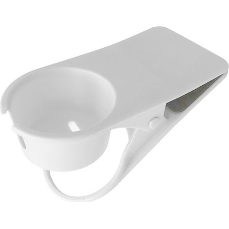 Porte-gobelet de bureau avec pince, gain de place, grand format, multifonctionnel, pour tasse et bouteille (blanc) (1/5)