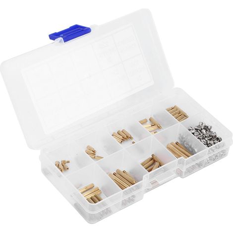Kit d'assortiment de 270 vis hexagonales M2 en acier inoxydable et écrous, entretoises en laiton. (1/5)