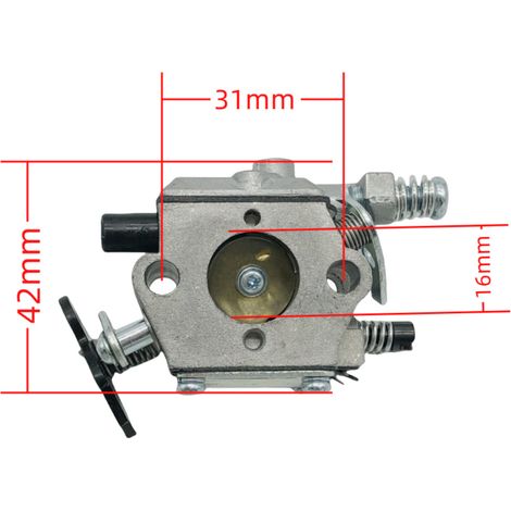 Carburetor suitable for chainsaws with 4100 rpm, 41 cc, 3800 rpm and 38 cc displacement. 2-stroke engine, 909–158 rpm, for small garden tools.